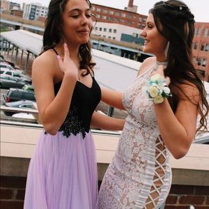 White lace prom dress